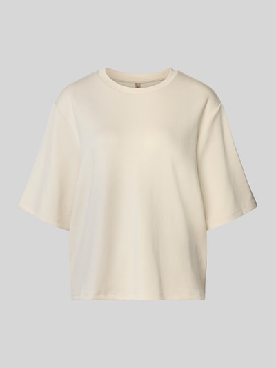 Produktfoto, T-Shirt mit Rundhalsausschnitt von Soyaconcept, damska koszulka, kremowy kolor, materiał z domieszką modalu, krój relaxed fit