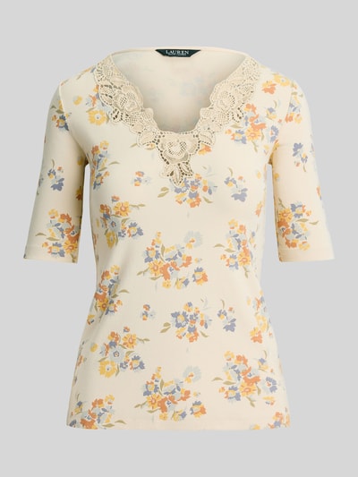 Lauren Ralph Lauren Slim Fit T-Shirt aus Baumwoll-Mix mit Spitzenbesatz Sand 2