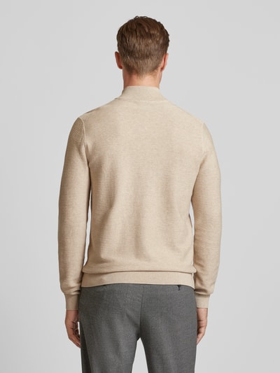 OLYMP Level Five Slim fit gebreide pullover met opstaande kraag Beige - 5