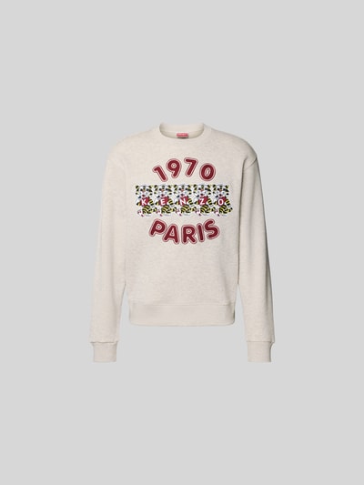 Produktfoto, Sweatshirt aus reiner Baumwolle von Kenzo in Offwhite mit Label-Print, lockerer Passform, Rundhalsausschnitt, elastische Abschlüsse, Rückenlänge bei Größe M 66 cm