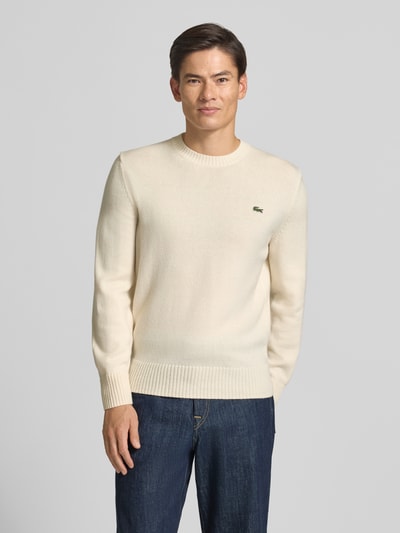 Lacoste Regular Fit Pullover aus reiner Wolle Offwhite 4