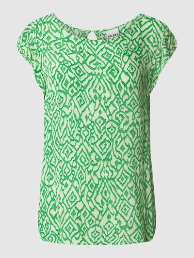 ICHI Bluzka z wiskozy z rękawami z falbaną model ‘Marrakech’ Zielony 2