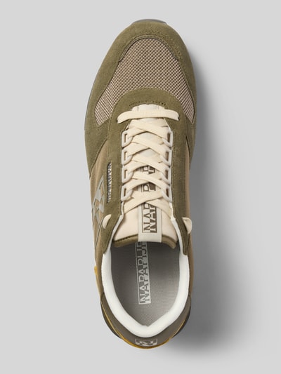 Napapijri Sneakersy z mieszanki skóry ze sznurowaniem i detalem z logo Oliwkowy 3