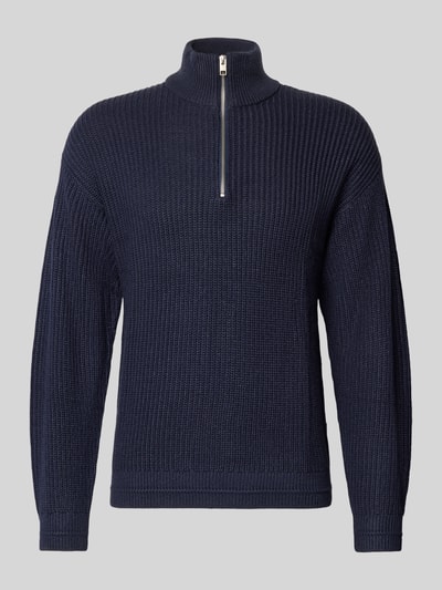 Jack & Jones Sweter z dzianiny z zamkiem błyskawicznym model ‘KAITO’ Granatowy 2