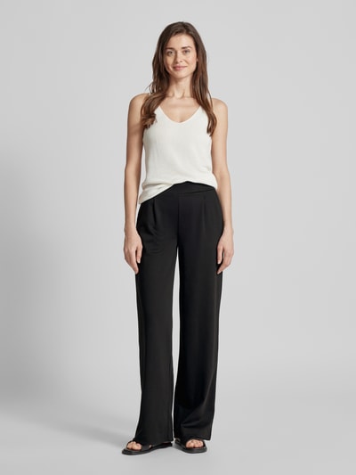 B.Young Wide leg stoffen broek in zwart met bandplooien, model 'Rizetta' Zwart - 1