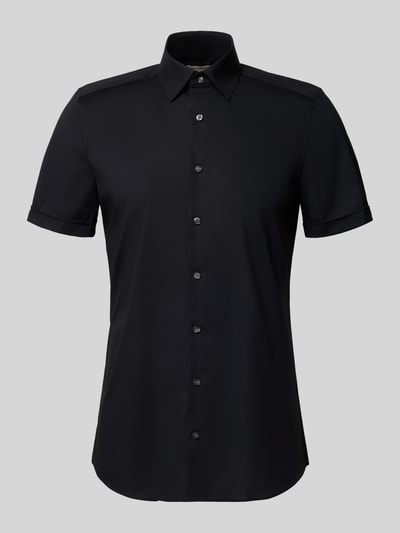 Produktfoto, Body Fit Business-Hemd mit Kentkragen von OLYMP Level Five, schwarz, Baumwoll-Elasthan-Mix, glatte Textur, kurze Ärmel