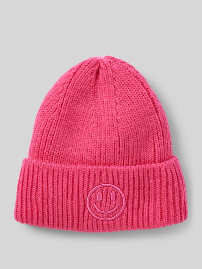 Kurt Beines Strickmütze mit Motiv-Stitching Modell 'Smiley Hat' Pink 1