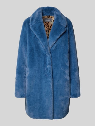 White Label Lange jas met imitatiebont Bleu - 2