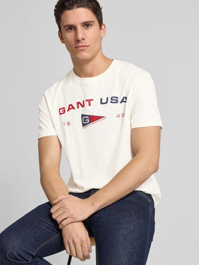 Gant T-Shirt mit Label-Details Offwhite 3