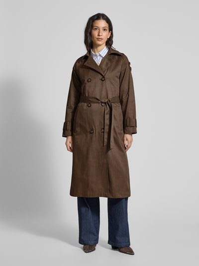 My Essential Wardrobe Trenchcoat met strikceintuur, model 'Mira' Donkerbruin - 4