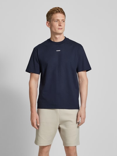HUGO T-Shirt mit Label-Print Modell 'Dapolino' Marine 4