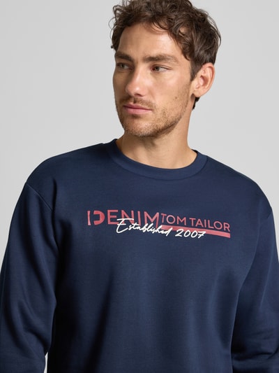 Tom Tailor Denim Regular fit sweatshirt van katoenmix Marineblauw - 3