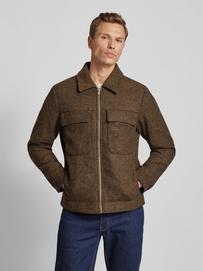 Jack & Jones Premium Regular fit overhemdjack met ritssluiting, model 'BLURUSSEL' Lichtbruin - 4