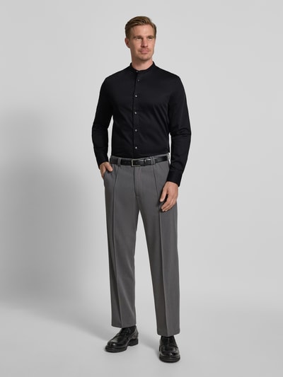 Jake*s Relaxed fit zakelijk overhemd met opstaande kraag Zwart - 1