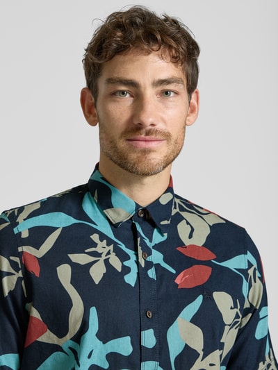 Lerros Regular Fit Freizeithemd aus Baumwoll-Leinen-Mix Dunkelblau 3