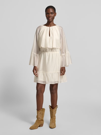 Liu Jo White Minikleid mit Trompetenärmeln und Volants Ecru 1
