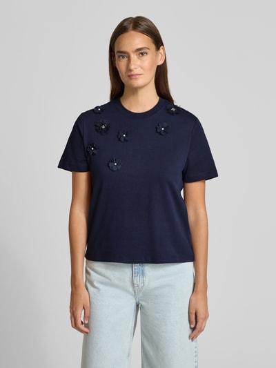 Christian Berg Woman t-shirt z kwiatowymi aplikacjami Ciemnoniebieski 4