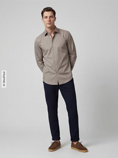 BOSS Regular Fit Businesshemd aus reiner Baumwolle Modell 'H-Joe' Sand 1