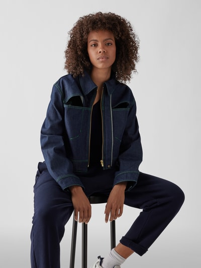 Jacquemus Cropped Jeansjacke mit Cut Outs Marineblau 3