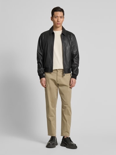 Emporio Armani Lederjacke mit Zweiwege-Reißverschluss Black 1