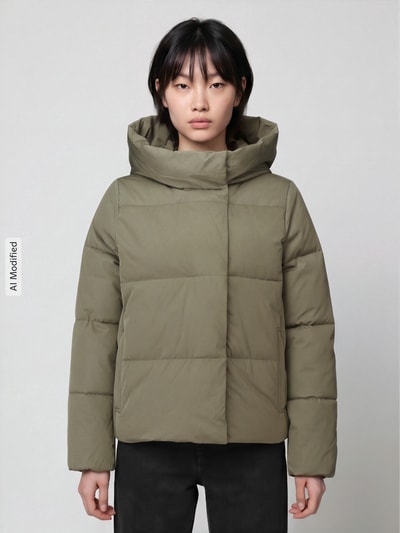 VERO MODA Kurtka pikowana z wysokim kapturem model 'STELLA' Oliwkowy 4