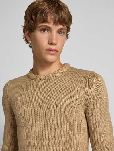 Blend Strickpullover mit Label-Patch Modell 'DILLON' Beige 3