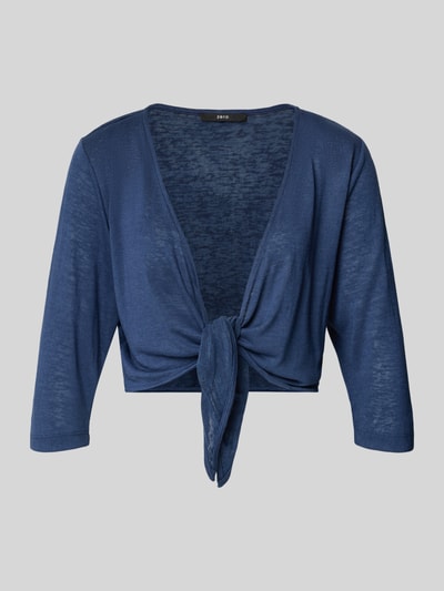 Produktfoto, Bolero aus Viskose-Mix mit 3/4-Arm von Zero, dunkelblau, cropped mit Knotendetail, feine Struktur, glatte Oberfläche