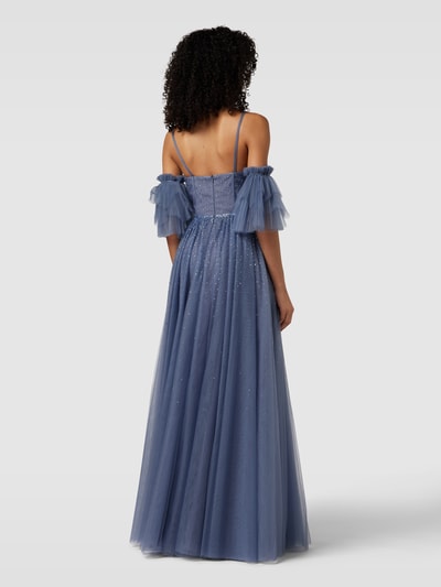 Luxuar Abendkleid mit Ziersteinbesatz Rauchblau 5