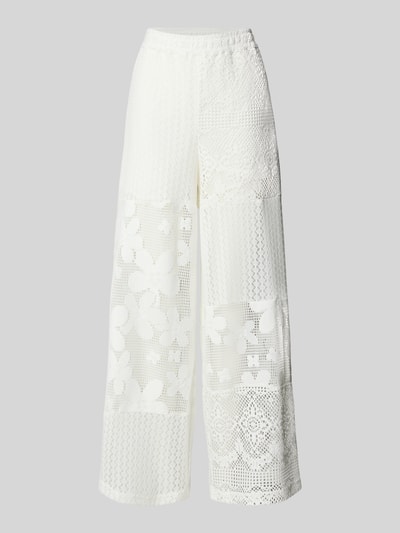 OH APRIL Spodnie z koronki szydełkowej z elastycznym pasem Złamany biały 2