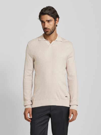 JOOP! Collection Strickpullover mit V-Ausschnitt Modell 'Sachar' Beige 4