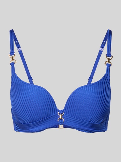 Produktfoto, Bikini-Oberteil mit Strukturmuster Modell 'Emly' von Marie Jo in Blau, Elastischer-Material-Mix, Hakenverschluss, Verstellbare-Träger.