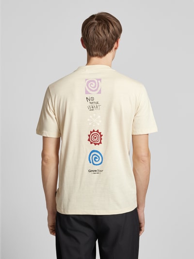 Blend T-shirt met labelprint, model 'JAISON' Zand - 5