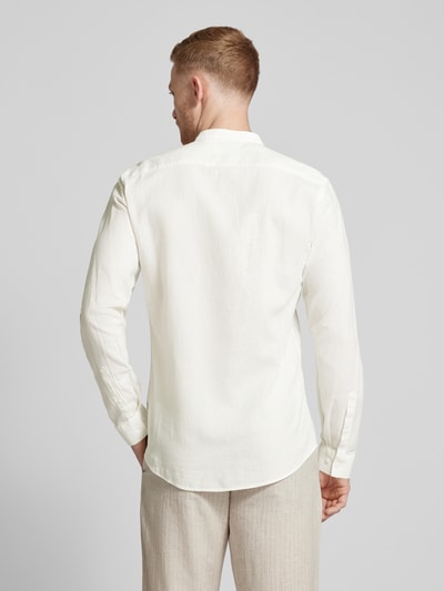 Lindbergh Koszula lniana o kroju slim fit z tkanym wzorem Biały 5