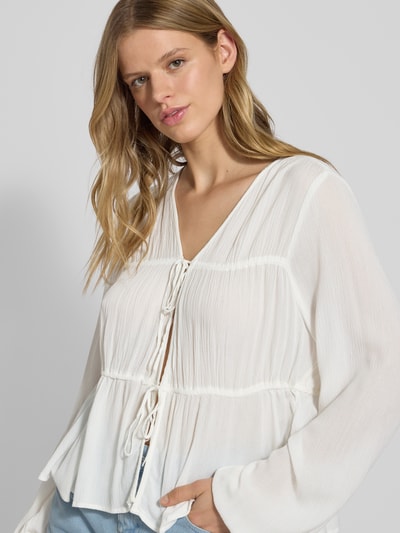 Only Regular fit blouse met lange mouwen van pure viscose, model 'CHIARA' Wit - 3