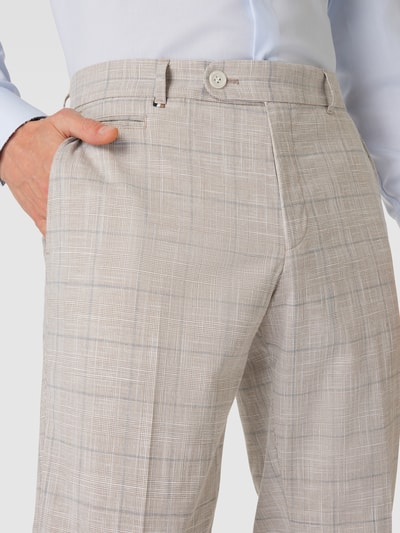 BOSS Slim fit pantalon met rasterruit, model 'Genius' Beige - 3