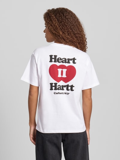 Carhartt Work In Progress T-shirt z naszywką z logo model ‘Heart II Hartt’ Biały 5