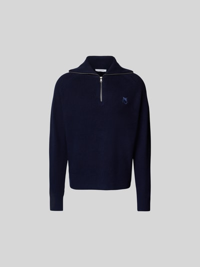 MAISON KITSUNE Pullover mit Label-Stitching Dunkelblau 1