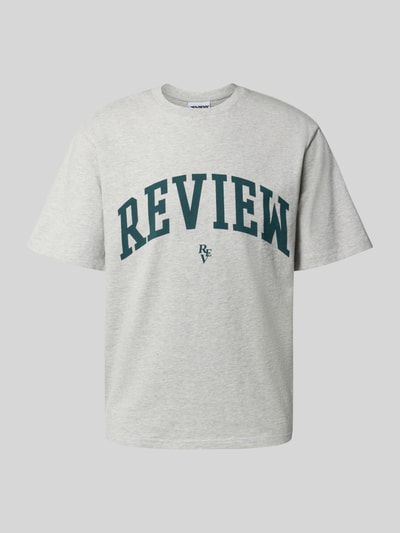 REVIEW T-shirt z nadrukiem z logo Jasnoszary melanż 2