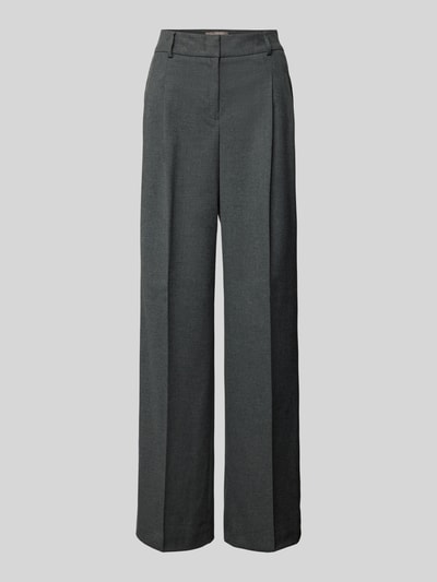 Christian Berg Woman Selection Baggy fit stoffen broek met persplooien Antraciet gemêleerd - 1