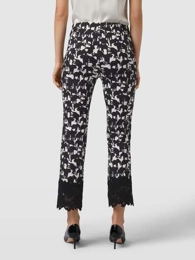 Marc Cain Stoffen broek met all-over motief en kant Zwart - 5