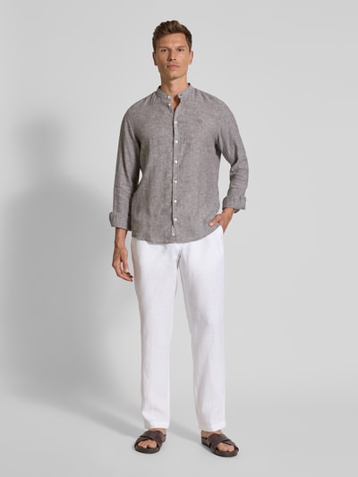 Casual Friday Slim Fit Freizeithemd aus Leinen Modell 'Anton' Dunkelbraun 1