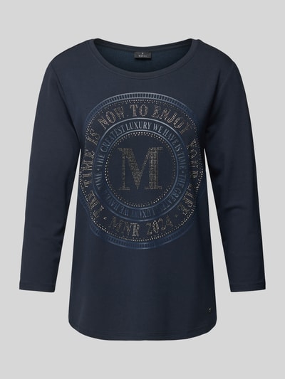 Monari Longsleeve mit Label-Ziersteinbesatz Marine 2