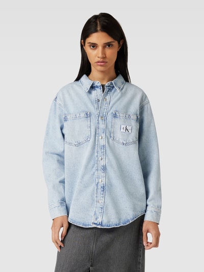 Calvin Klein Jeans Jeansbluse mit Druckknopfleiste Hellblau 4