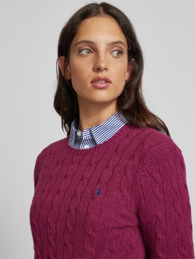 Polo Ralph Lauren Pullover mit Zopfmuster Modell 'JULIANNA' Pflaume 3