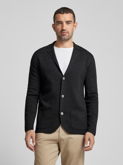 Christian Berg Men Strickjacke mit Reverskragen Anthrazit Melange 4