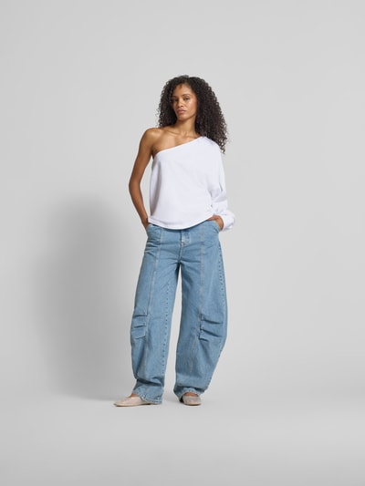 black palms Longsleeve in One-Shoulder-Design Weiss 1