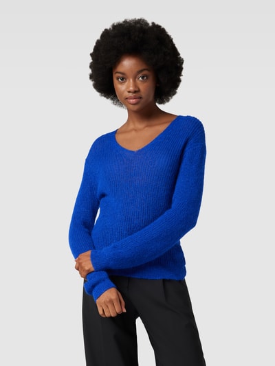 JOOP! Gebreide pullover met V-hals Koningsblauw - 4