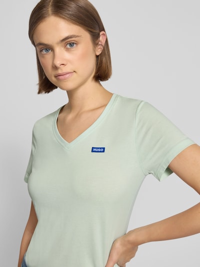 Hugo Blue Regular fit T-shirt van puur katoen, model 'CLASSIC V' Lichtgroen - 3