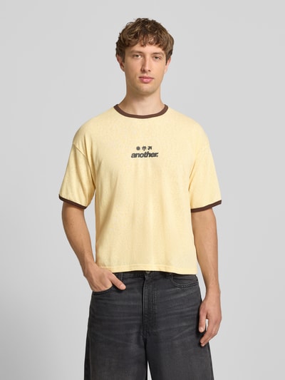 ANOTHER COTTON LAB T-Shirt mit Label-Print und Rundhalsausschnitt Beige 4