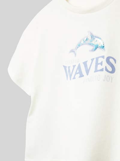 Mango T-Shirt mit Motiv-Print Modell 'fish' Weiss 2